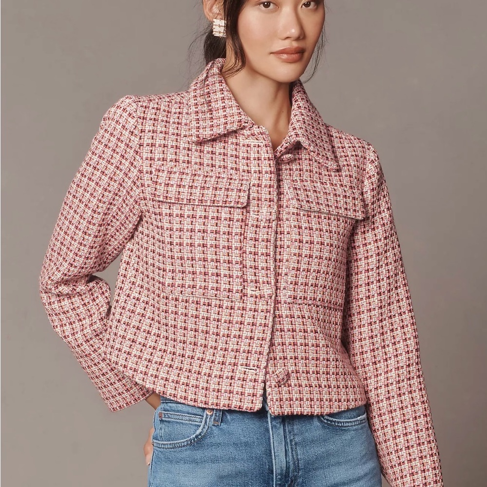 Maeve Anthropology Tweed Cropped Jacket